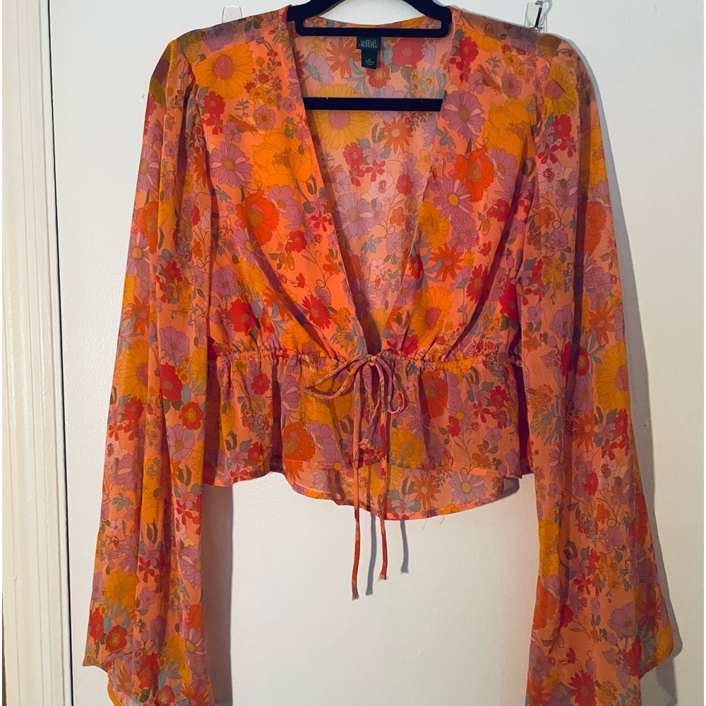WILD FABLE: Sheer Floral Crop Top (XL)